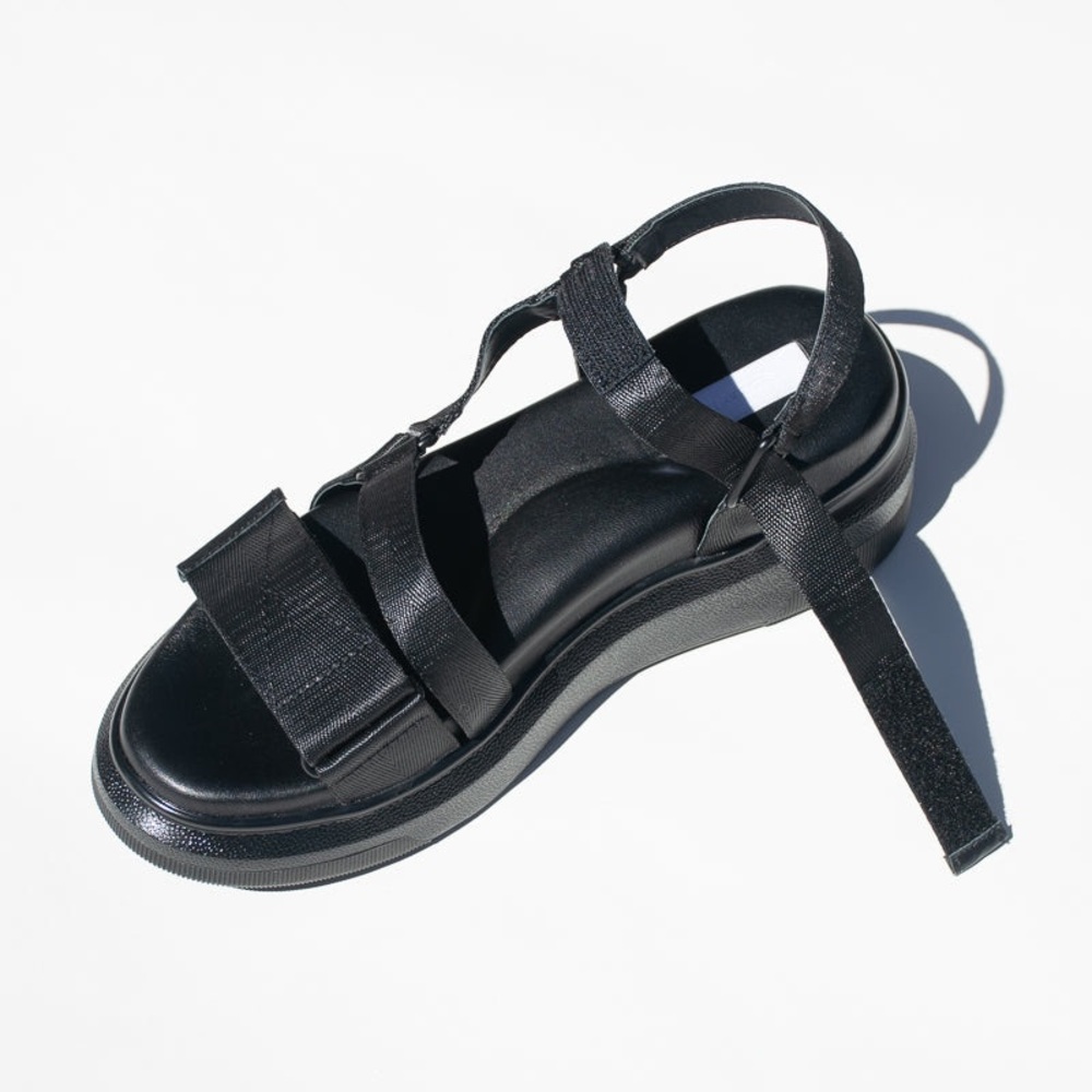 Suzanne Rae Black Platform Velcro Sandals EU 40 - Picture 6 of 9